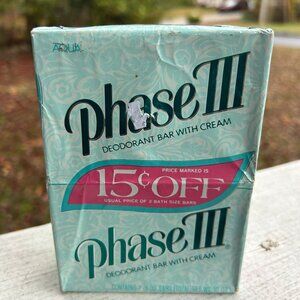 VINTAGE Phase III Deodorant Bar Soaps Aqua With Cream - Twin Packs Lever